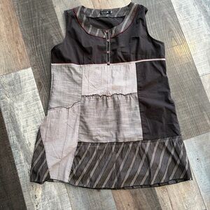 L33 Paris Patchwork Tunic Top Artsy Boho Lagenlook